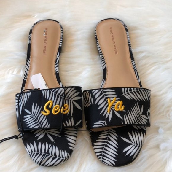 Who What Wear Shoes - Who What Wear Sloan Palm Slides “See Ya” Sandals